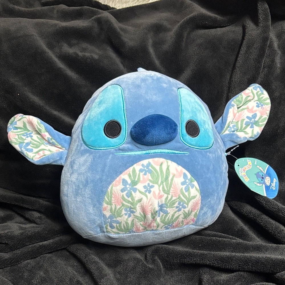 Disney Stitch Squishmallow with Floral Ears and Belly